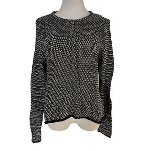 Eileen Fisher Black and White Sweater Blazer, size large